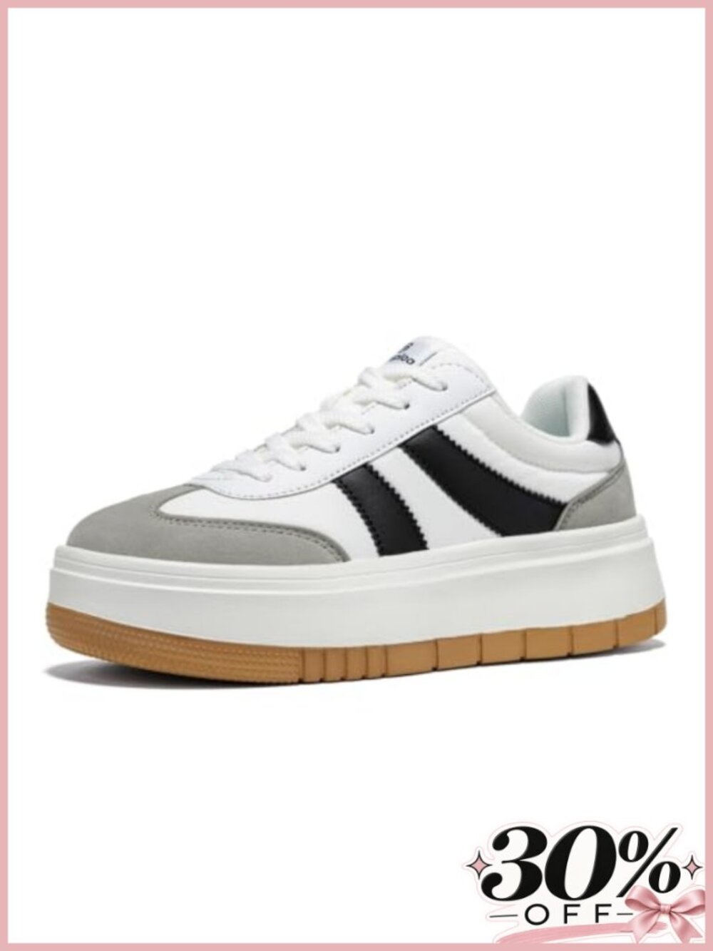 Platform Fashion Sneakers Chunky Lace-Up Faux Leather Casual Tennis Shoes